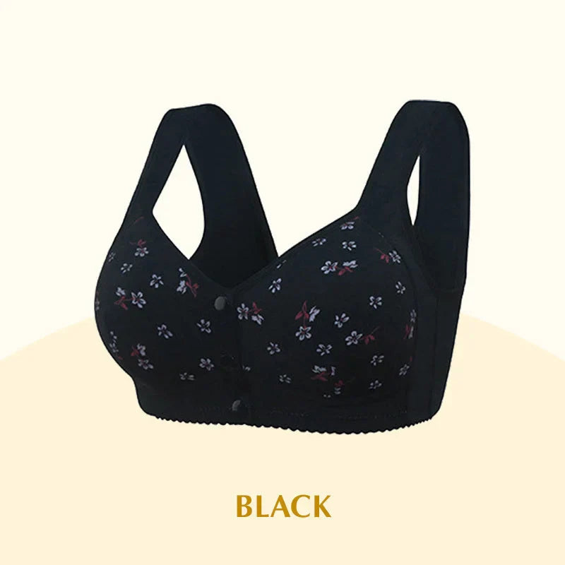 2025 Anti-Sagging Front-Open Cooling Cotton Button Bra