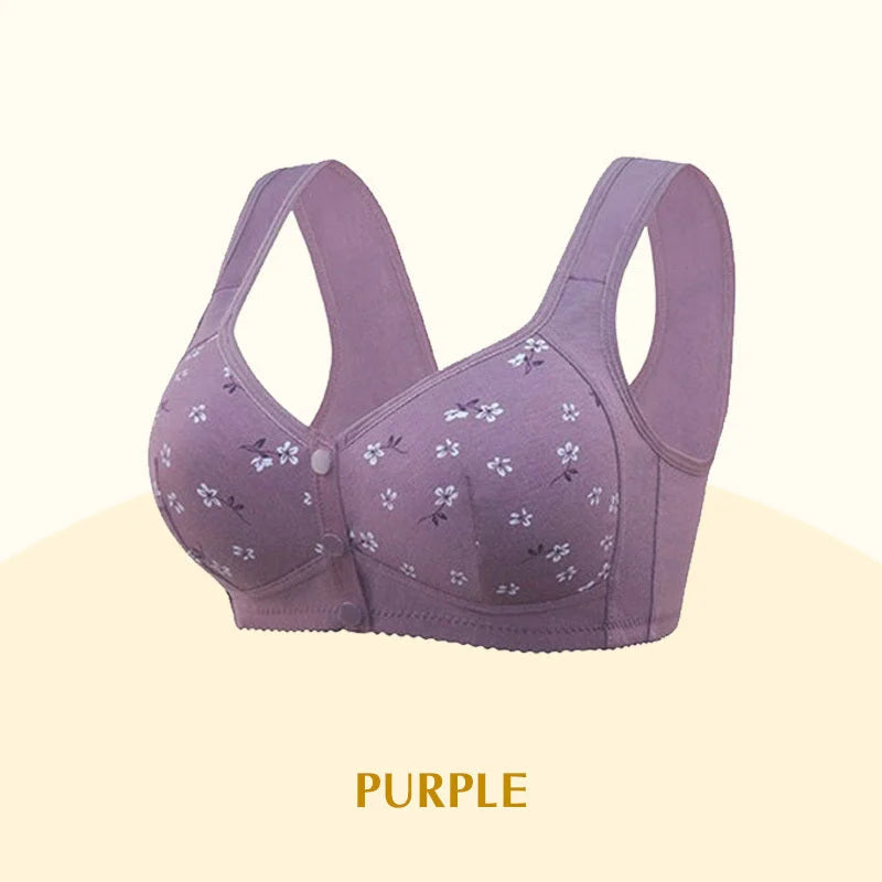 2025 Anti-Sagging Front-Open Cooling Cotton Button Bra