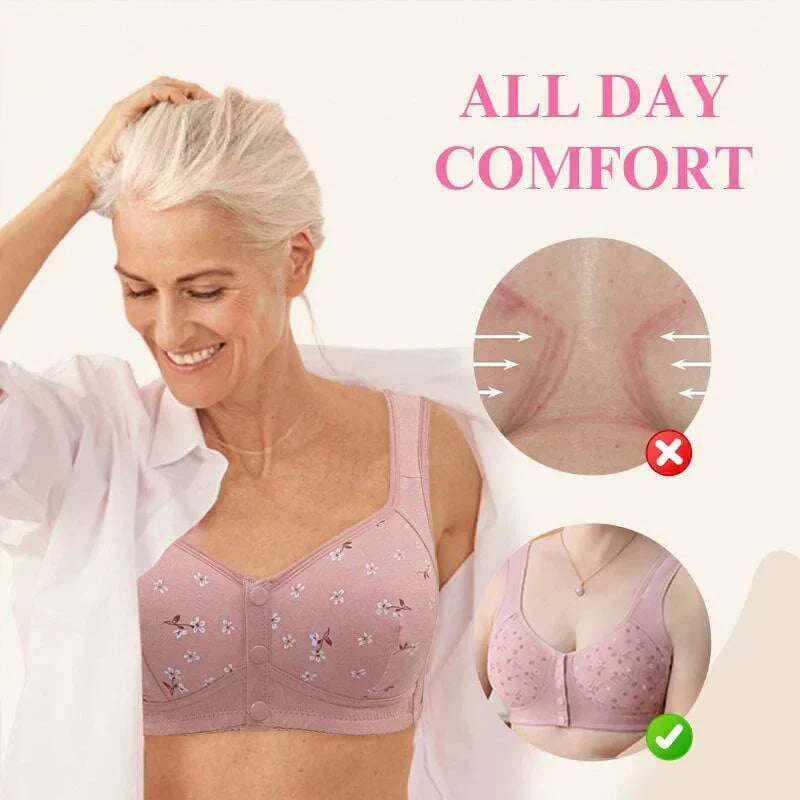 2025 Anti-Sagging Front-Open Cooling Cotton Button Bra