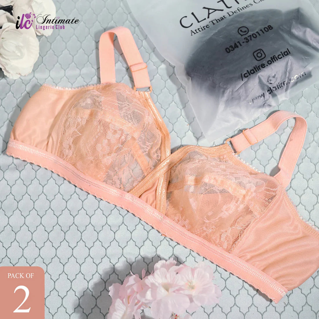 Transparent Cotton Bras – Pack of 2 | Non-Padded, Non-Wired, Full Net Design